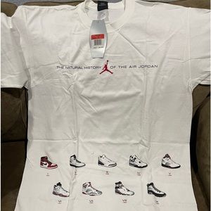 NIKE AIR JORDAN 18 YEARS OF NATURAL HISTORY T-SHIRT WHITE/BLACK SIZE LARGE MENS
